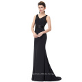 Starzz bodenlangen ärmellosen V-Ausschnitt schwarze Spitze formale Abendkleid ST000083-1